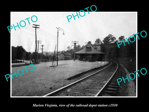 OLD LARGE HISTORIC PHOTO OF MARION VIRGINIA, THE RAILROAD DEPOT STATION c1930