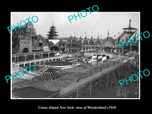 OLD LARGE HISTORIC PHOTO BROOKLYN NEW YORK, CONEY ISLAND WONDERLAND c1910