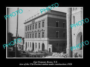 OLD LARGE HISTORIC PHOTO BRONX NEW YORK, EAST TREMONT 37th POLICE STATION c1920