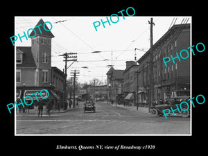 OLD LARGE HISTORIC PHOTO ELMHURST QUEENS NEW YORK, VIEW OF BROADWAY c1920