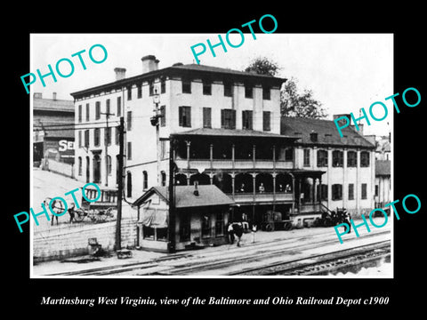 OLD LARGE HISTORIC PHOTO OF MARTINSBURG WEST VIRGINIA, THE RAILROAD STATION 1900