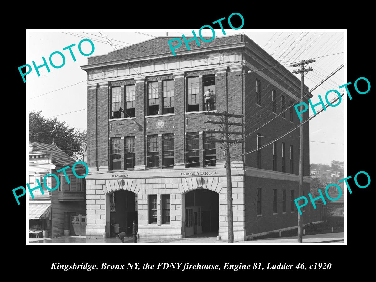 OLD LARGE HISTORIC PHOTO KNIGHTSBRIDGE BRONX NEW YORK, THE FIRE STATION c1920