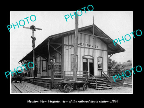 OLD LARGE HISTORIC PHOTO OF MEADOW VIEW VIRGINIA, THE RAILROAD STATION c1930