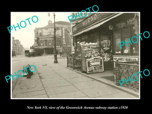 OLD LARGE HISTORIC PHOTO NEW YORK NY, THE GREENWICH AVE SUBWAY STATION c1920