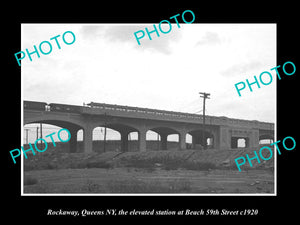 OLD LARGE HISTORIC PHOTO ROCKAWAY QUEENS NEW YORK, 59th ST RAILROAD STATION 1920