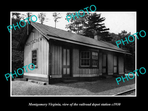 OLD LARGE HISTORIC PHOTO OF MONTGOMERY VIRGINIA, THE RAILROAD DEPOT STATION 1930