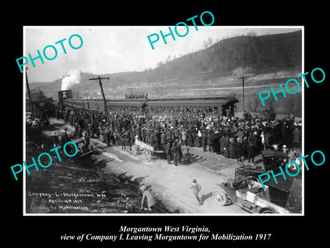 OLD LARGE HISTORIC PHOTO OF MORGANTOWN WEST VIRGINIA WWI TROOP MOBILIZATION 1917