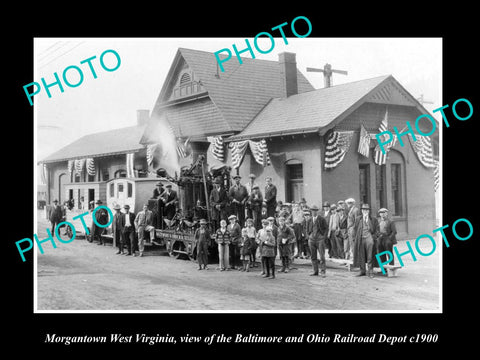 OLD LARGE HISTORIC PHOTO OF MORGANTOWN WEST VIRGINIA, THE RAILROAD DEPOT c1900