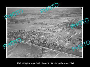 OLD LARGE HISTORIC PHOTO WILLEM SOPHIA MIJN NETHERLANDS, TOWN AERIAL VIEW 1940