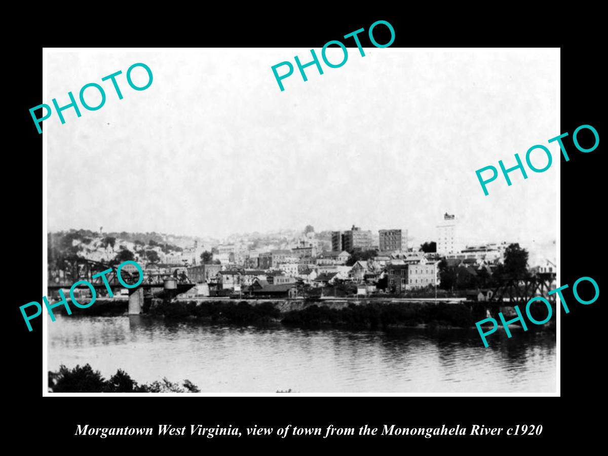 OLD LARGE HISTORIC PHOTO OF MORGANTOWN WEST VIRGINIA, VIEW OF THE TOWNSHIP c1920