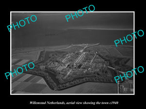 OLD LARGE HISTORIC PHOTO WILLEMSTAD NETHERLANDS, TOWN AERIAL VIEW 1940 3