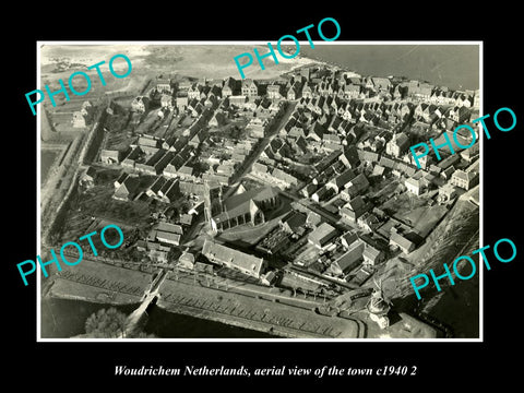 OLD LARGE HISTORIC PHOTO WOUDRICHEM NETHERLANDS, TOWN AERIAL VIEW 1940 3