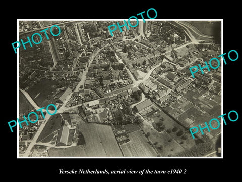 OLD LARGE HISTORIC PHOTO YERSEKE NETHERLANDS, TOWN AERIAL VIEW 1940