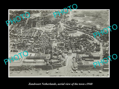 OLD LARGE HISTORIC PHOTO ZANDVOORT NETHERLANDS, TOWN AERIAL VIEW 1940 1