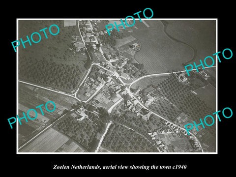 OLD LARGE HISTORIC PHOTO ZOELEN NETHERLANDS, TOWN AERIAL VIEW 1940
