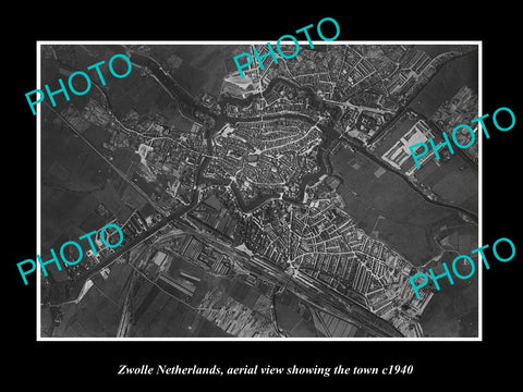 OLD LARGE HISTORIC PHOTO ZWOLLE NETHERLANDS, TOWN AERIAL VIEW 1940