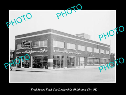 OLD LARGE HISTORIC PHOTO OKLAHOMA CITY OK USA, FRED JONES FORD CAR DEALERSHIP 1