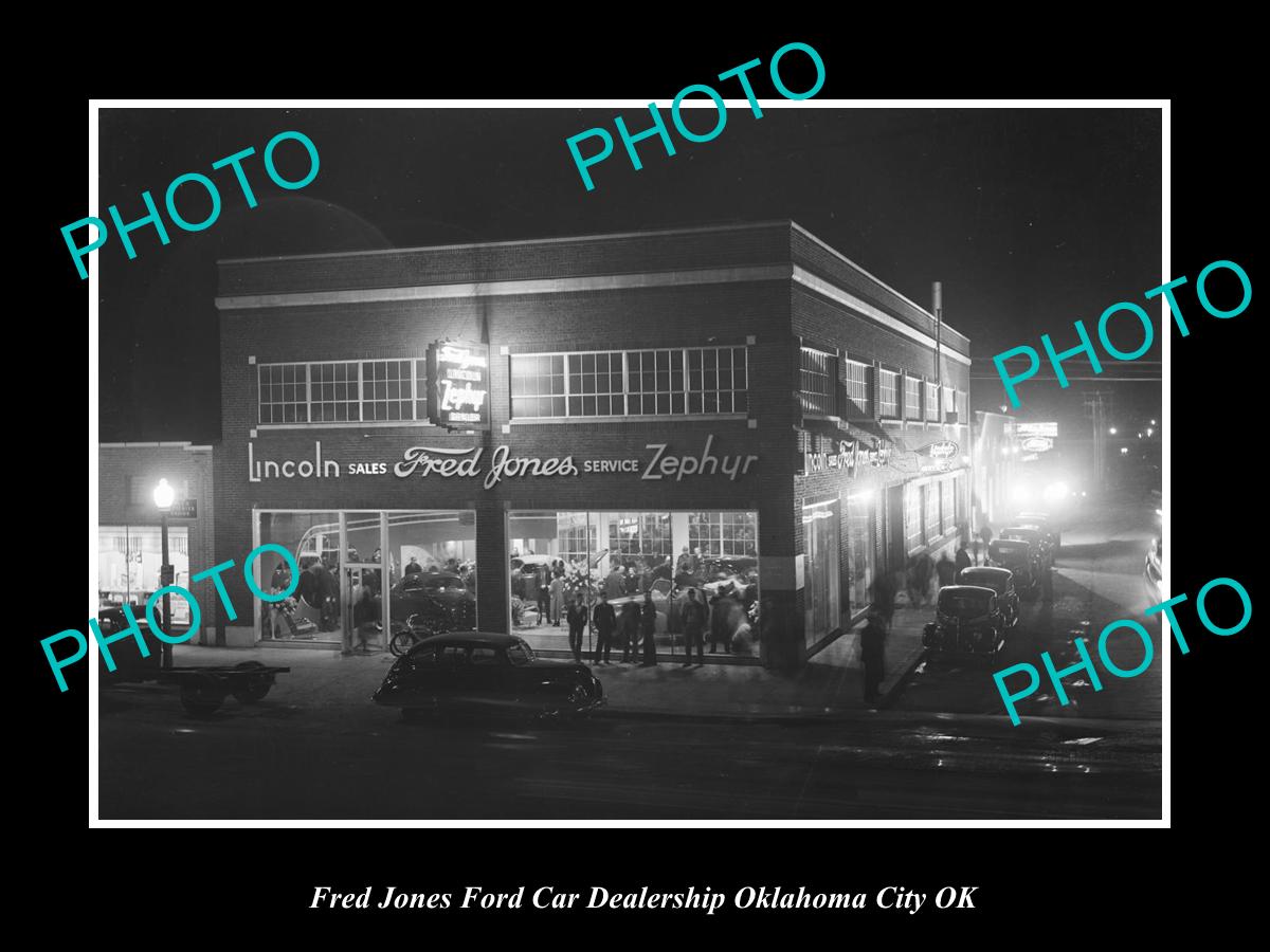 OLD LARGE HISTORIC PHOTO OKLAHOMA CITY OK USA, FRED JONES FORD CAR DEALERSHIP 5