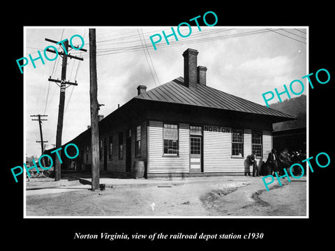 OLD LARGE HISTORIC PHOTO OF NORTON VIRGINIA, THE RAILROAD DEPOT STATION c1930