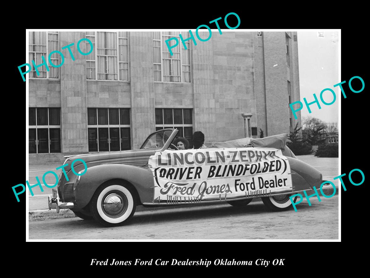 OLD LARGE HISTORIC PHOTO OKLAHOMA CITY OK USA, FRED JONES FORD CAR DEALERSHIP 6