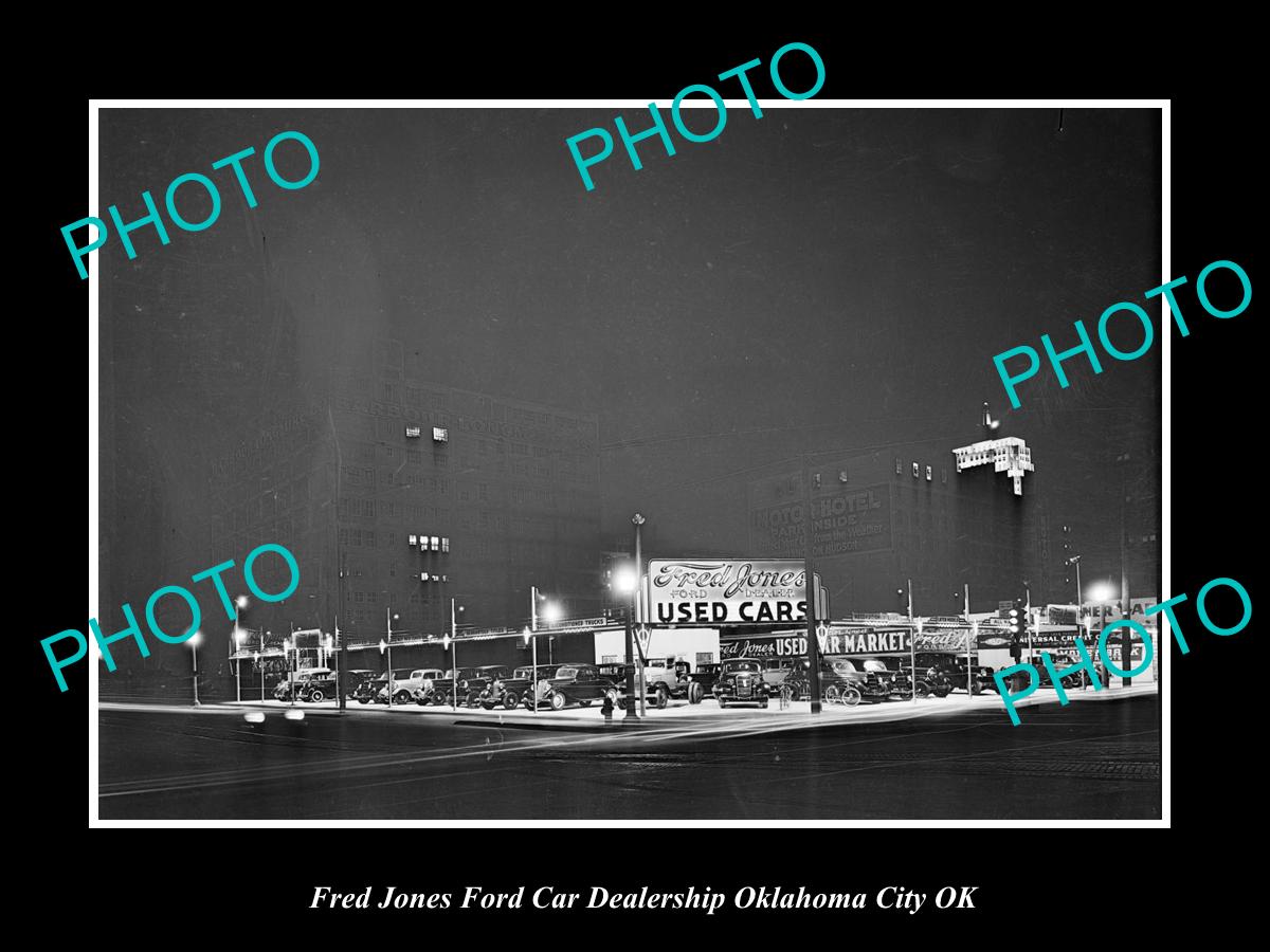 OLD LARGE HISTORIC PHOTO OKLAHOMA CITY OK USA, FRED JONES FORD CAR DEALERSHIP 7