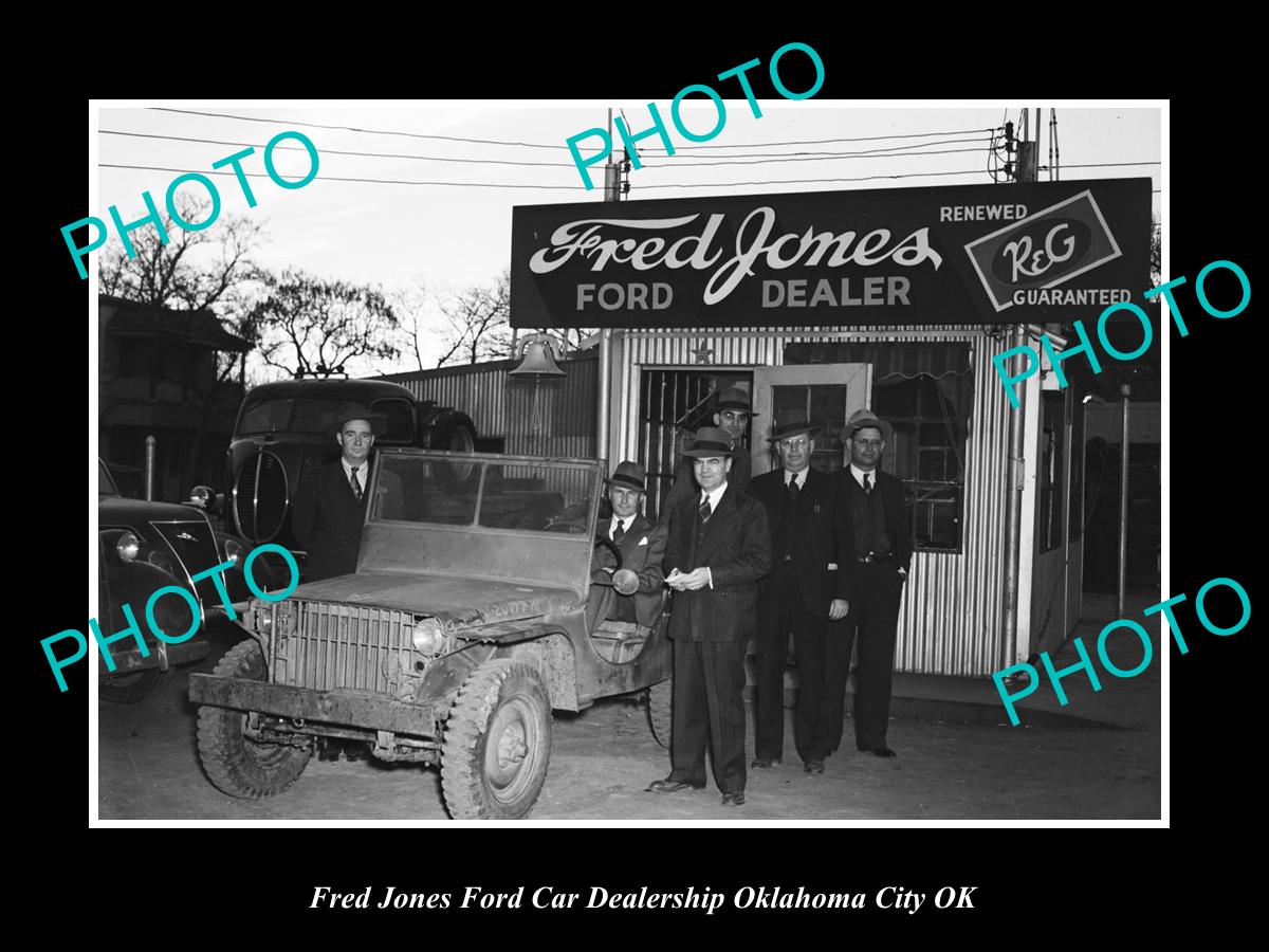 OLD LARGE HISTORIC PHOTO OKLAHOMA CITY OK USA, FRED JONES FORD CAR DEALERSHIP 14