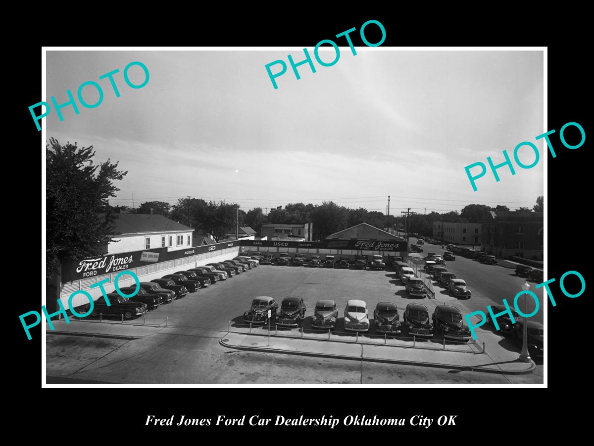 OLD LARGE HISTORIC PHOTO OKLAHOMA CITY OK USA, FRED JONES FORD CAR DEALERSHIP 23