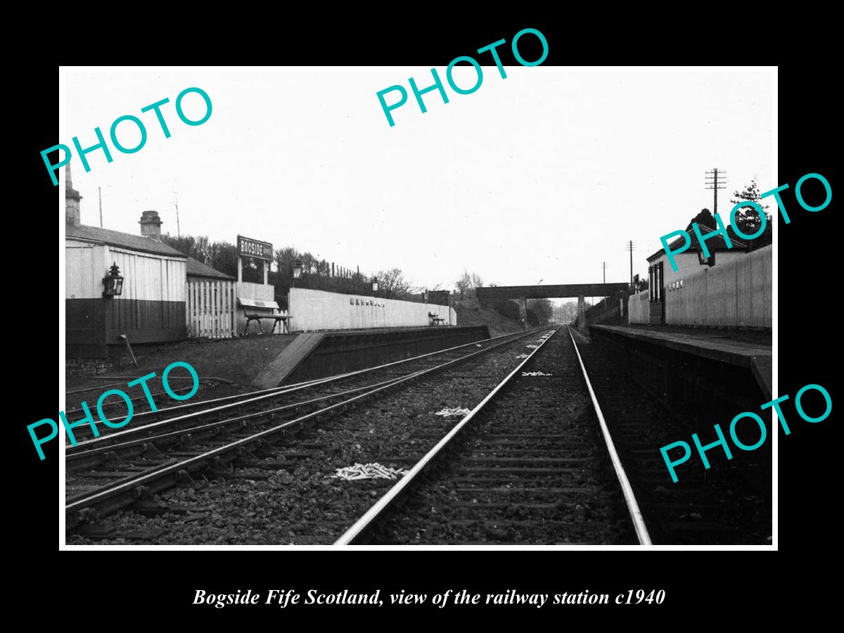 OLD LARGE HISTORIC PHOTO BOGSIDE FIFE SCOTLAND, THE RAILWAY STATION c1940