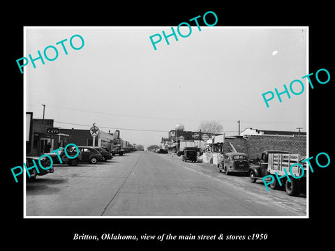 OLD LARGE HISTORIC PHOTO BRITTON OKLAHOMA, THE MAIN ST & STORES 1950