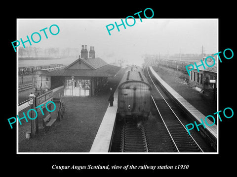 OLD LARGE HISTORIC PHOTO COUPAR ANGUS SCOTLAND, THE RAILWAY STATION 1930