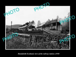 OLD LARGE HISTORIC PHOTO DANDALEITH SCOTLAND, THE RAILWAY STATION c1950