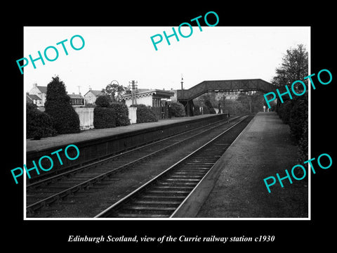 OLD LARGE HISTORIC PHOTO EDINBURGH SCOTLAND, THE CURRIE RAILWAY STATION c1930