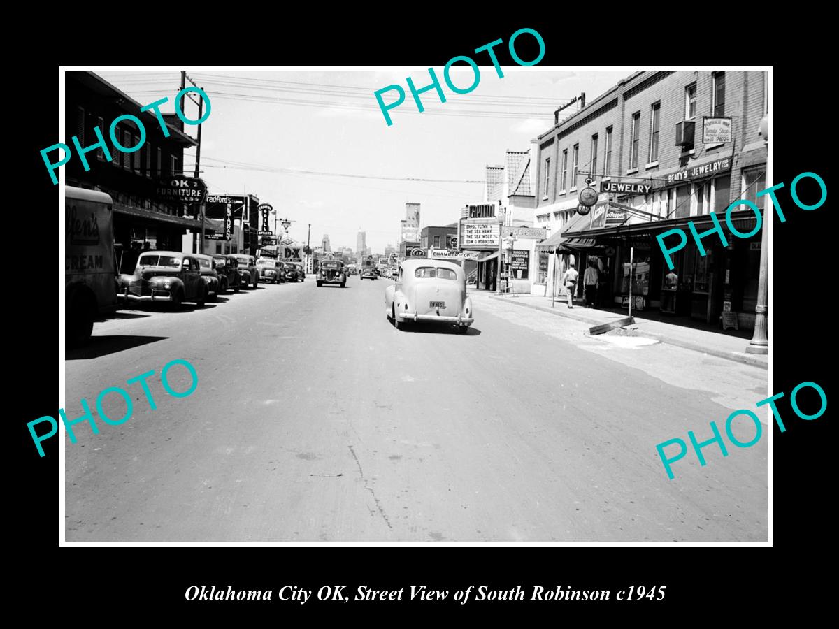 OLD LARGE HISTORIC PHOTO OKLAHOMA CITY OK USA, VIEW OF SOUTH ROBINSON ST c1945 1