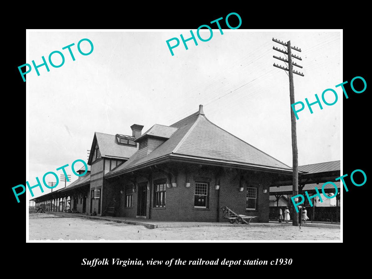 OLD LARGE HISTORIC PHOTO OF SUFFOLK VIRGINIA, THE RAILROAD DEPOT STATION c1930