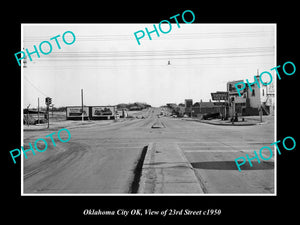 OLD LARGE HISTORIC PHOTO OKLAHOMA CITY OK USA, VIEW OF 23rd ST & STORES c1950 1