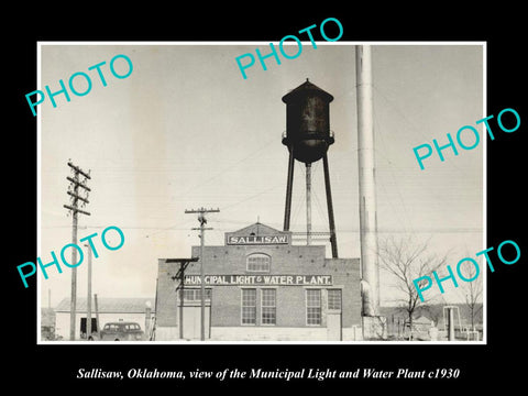 OLD LARGE HISTORIC PHOTO SALLISAW OKLAHOMA USA, THE LIGHT & WATER PLANT c1930