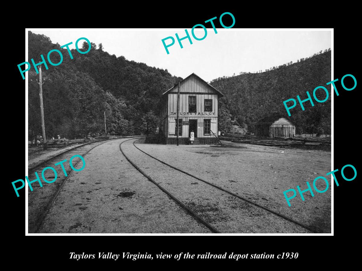 OLD LARGE HISTORIC PHOTO OF TAYLORS VALLEY VIRGINIA, RAILROAD DEPOT STATION 1930