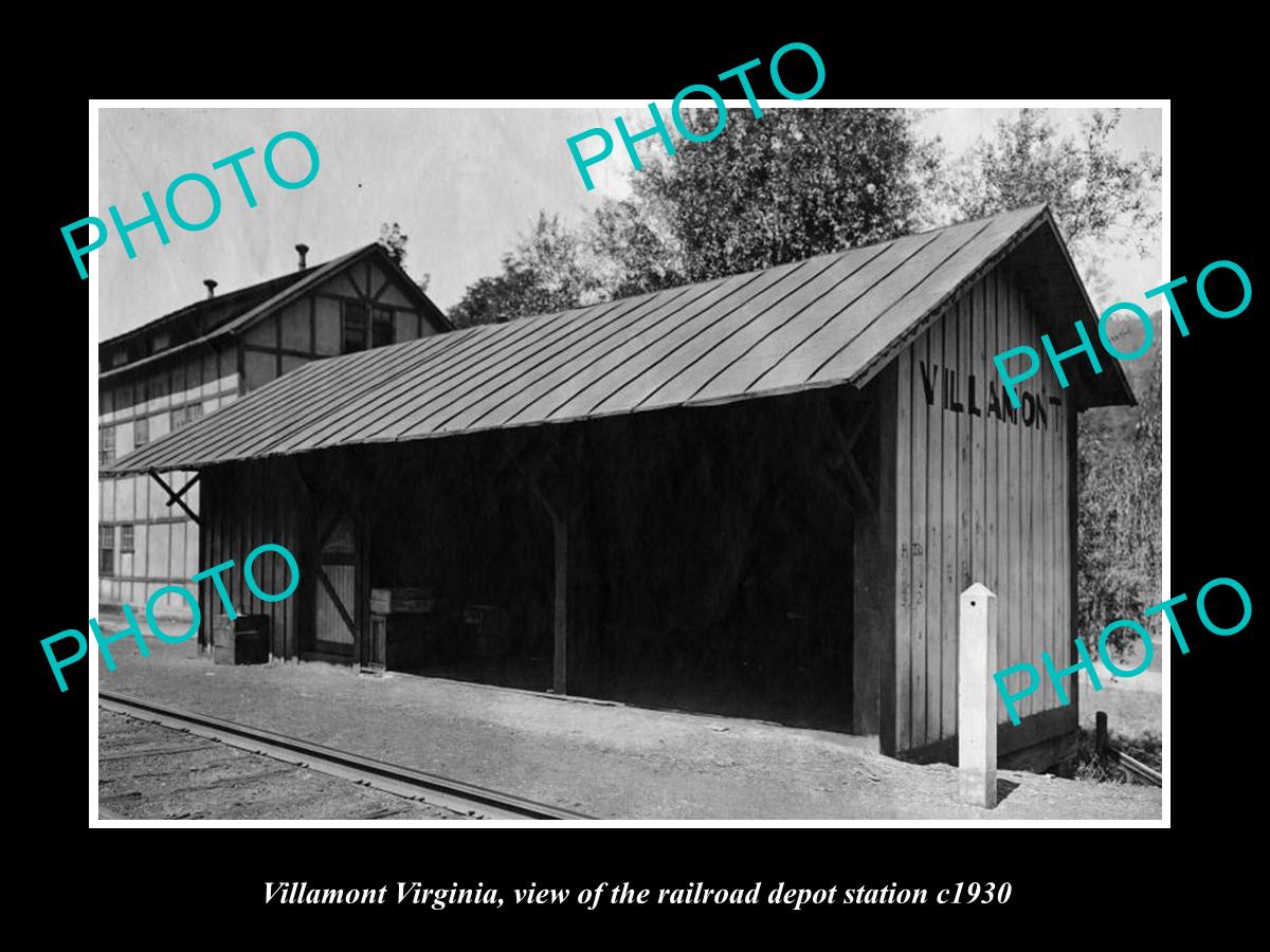 OLD LARGE HISTORIC PHOTO OF VILLAMONT WEST VIRGINIA, THE RAILROAD DEPOT c1930