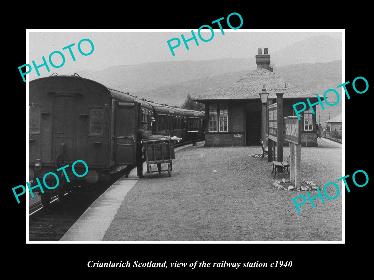 OLD LARGE HISTORIC PHOTO CRIANLARICH SCOTLAND, THE RAILWAY STATION c1940