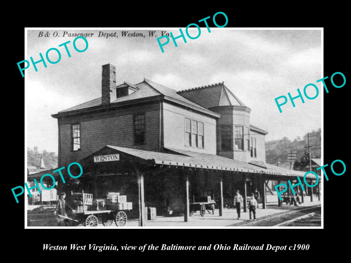 OLD LARGE HISTORIC PHOTO OF WESTON WEST VIRGINIA, THE RAILROAD DEPOT c1900