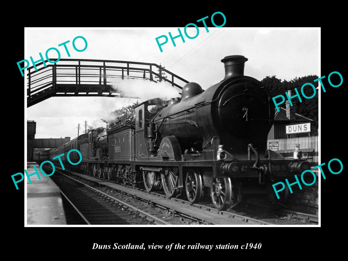 OLD LARGE HISTORIC PHOTO DUNS SCOTLAND, THE RAILWAY STATION c1940