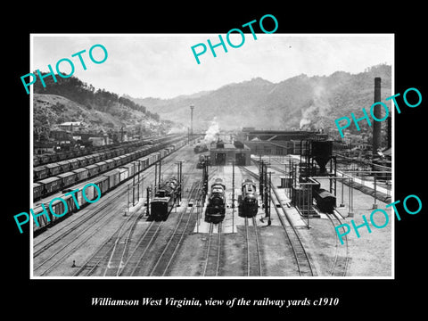 OLD LARGE HISTORIC PHOTO OF WILLIAMSON WEST VIRGINIA, THE RAILWAY YARDS c1910