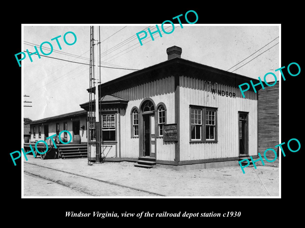 OLD LARGE HISTORIC PHOTO OF WINDSOR VIRGINIA, THE RAILROAD DEPOT STATION 1930