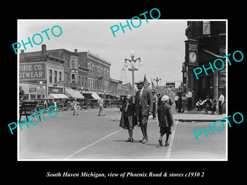 OLD LARGE HISTORIC PHOTO SOUTH HAVEN MICHIGAN, PHOENIX ROAD & STORES c1930 3