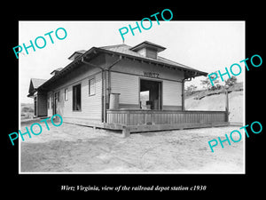 OLD LARGE HISTORIC PHOTO OF WIRTZ VIRGINIA, THE RAILROAD DEPOT STATION 1930