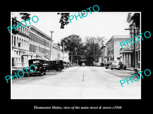 OLD LARGE HISTORIC PHOTO THOMASTON MAINE, VIEW OF THE MAIN ST & STORES c1940