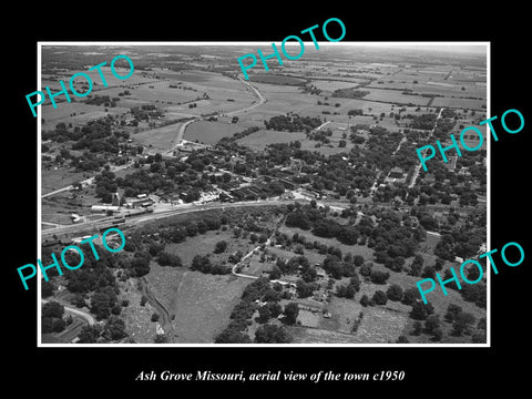 OLD LARGE HISTORIC PHOTO ASH GROVE MISSOURI, AERIAL VIEW OF TOWN c1950 1