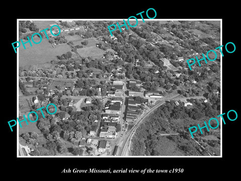 OLD LARGE HISTORIC PHOTO ASH GROVE MISSOURI, AERIAL VIEW OF TOWN c1950 2