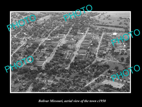 OLD LARGE HISTORIC PHOTO BOLIVAR MISSOURI, AERIAL VIEW OF TOWN c1950 3