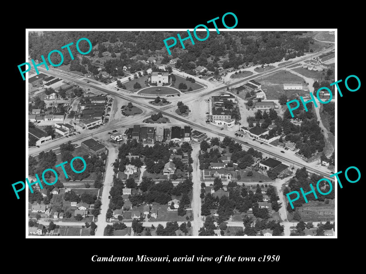 OLD LARGE HISTORIC PHOTO CAMDENTON MISSOURI, AERIAL VIEW OF TOWN c1950 1